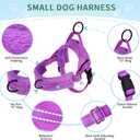 Lukovee No Pull Dog Harness and Leash Set, Soft Padded Small Dog Harness, Neck & Chest Adjustable Reflective Vest Puppy Harness with 4ft Lightweight Anti-Twist Dog Leash for Small Dogs (S, Purple)