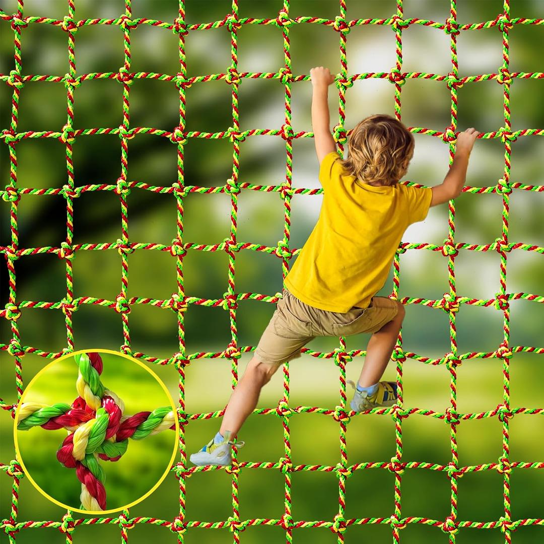 Climbing Net, 6.6ft X 9.9ft Polyester Climbing Cargo Net for Kids Outdoor, Heavy Duty Large Military Playground Equipment, Rope Ladder, Swingset, Indoor & Outdoor, Treehouse, Jungle Gyms