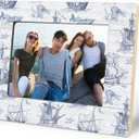 Vintage Blue and White Nautical Picture Frame 5x7, Sailboat Gifts, Coastal Old Sailboat and Sea Monster Photo Picture Frames for Beach House Desk Tabletop Wall Display Decorations