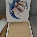 Baby Boy Nursery Canvas Wall Art Set of 3, Blue Elephant Moon and Stars Picture Wall Decor Painting, Cute Animal Baby Girl Nursery Posters Prints for Kids Room Bedroom 12x16 In Framed