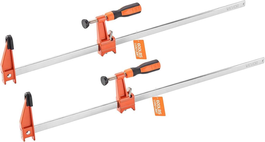 VEVOR Bar Clamps for Woodworking, 1-Pack 24 inch Opening, Lockable F-Clamp with 600 lbs Load Limit, 2-1/2 inch Depth, Cast Iron and Carbon Steel, Easy to Use, Wood Clamps for Woodworking Metal Working