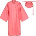 Unisex Matte Graduation Gown and Cap Set with Tassel for Middle High School Bachelor (51, Pink)