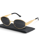 livho Retro Polarized Sunglasses - UV400 Protection, Oval Shape, Metal Frames - Matching Soft Case Inlcuded