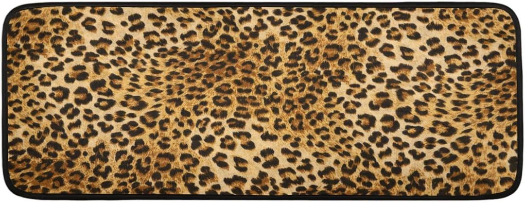 Runner Rug Washable Area Rug Non Slip Hallway Entry Floor Carpet Kitchen Laundry Living Room Rugs 2x6 Ft(Leopard)