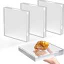 Acrylic Base Stand 4 Pack 6 X 6 X 1 Inch Acrylic Blocks for Display Trophy Base Clear Square Cube Riser Display Cylinder Pedestal Stands for Collectibles Jewelry Props Food Display