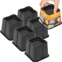 3 Inch Bed Risers, 6-Pack | Square Furniture Risers for Extra Storage - Ideal for Bed, Table, Chair, Sofa - Perfect for Dorms & Elderly, Lift Up To 3 Inches