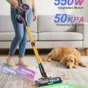 Cordless Stick Vacuum Cleaner: 550W 50KPA 45Mins with Powerful Suction, Self-Standing Lightweight Wireless Rechargeable Handheld Vacuum with Touch Screen for Home Pet Hair/Carpets/Floors