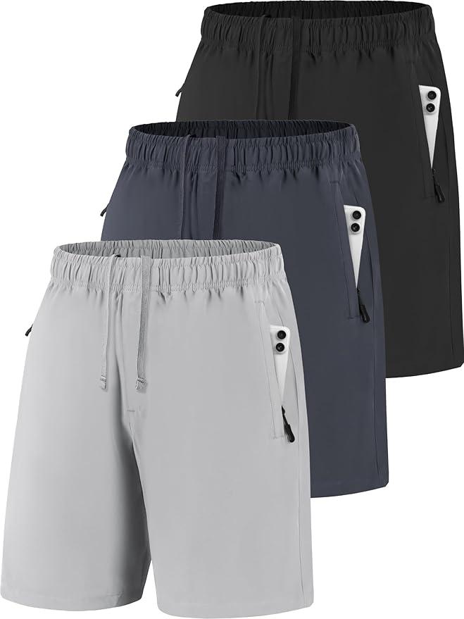 Men's Sport Shorts, Athletic Shorts for Men, Lightweight Gym Shorts, 7" Medium, Dark Gray, Black