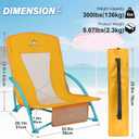 Low Beach Chairs 2 Pack,Folding Compact Low Seat Chairs for Adults w/Mesh Back & Storage Bag,Heavy Duty Chair for Outdoor Sand,Travel,Camping,Picnic,Yellow, 18.83 inches x 22.83 inches x 24.8 inches