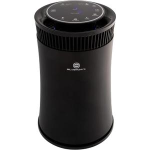 Air Purifier for Home Large Room – 5-in-1 HEPA Filter System, Covers Up to 500 Sq Ft for New Home for Allergies, Pets, Smoke, Remove Dust & Odor, Quiet, High Filtration Efficiency – SILVERONYX, Black