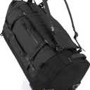 Rolling Duffle Bag with Wheels,86L 30Folding Duffle Backpack with 2 Wheels,Travel Bag with Separate Shoe Compartment,Black