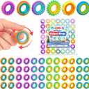KLT Fidget Toys Bulk for Kids: 50 Pack Texture Spinner Rings - Bulk Fidgets for Students Classroom Prizes - Quiet Sensory for Autism Stress Relief - Goodie Bags Stuffers for Party Favors