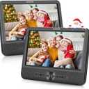 FANGOR 7.5 Inch Dual Car DVD Player, Portable DVD Player for Car with 5 Hours Rechargeable Battery, Last Memory, AV Out/in, Support USB/SD/Sync TV, All Regions