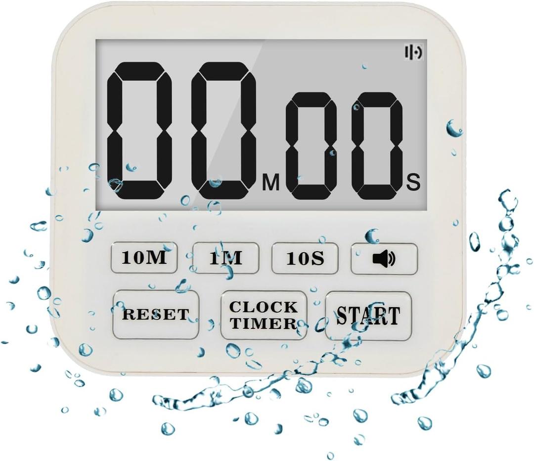 Digital Waterproof Shower Timer Bathroom Kitchen Timer with Strong Magnet and Large 3.2inch LCD Display