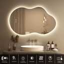 SMIROR Irregular Backlit Bathroom Mirror with Lights 40 x 24, Asymmetrical Cloud Led Lighted Vanity Mirror for Wall, Anit-Fog, Dimmable, Memory Function (Horizontal/Vertical)
