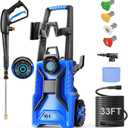 Pressure Cleaner High Power Cleaner with 33ft Pressure Hose, 4 Nozzles and 500ml Foam Cannon for Cars/Fences/Driveways/Patios/Home Cleaning (Light Blue)