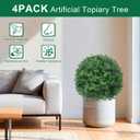 4Pcs Artificial Boxwood Topiary Ball Trees,Faux Boxwood Shrubs