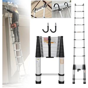 Aluminum Telescoping Ladder - 20 FT Portable Extension Ladder with Non-Slip Feet, 330 Lb Capacity, EN131