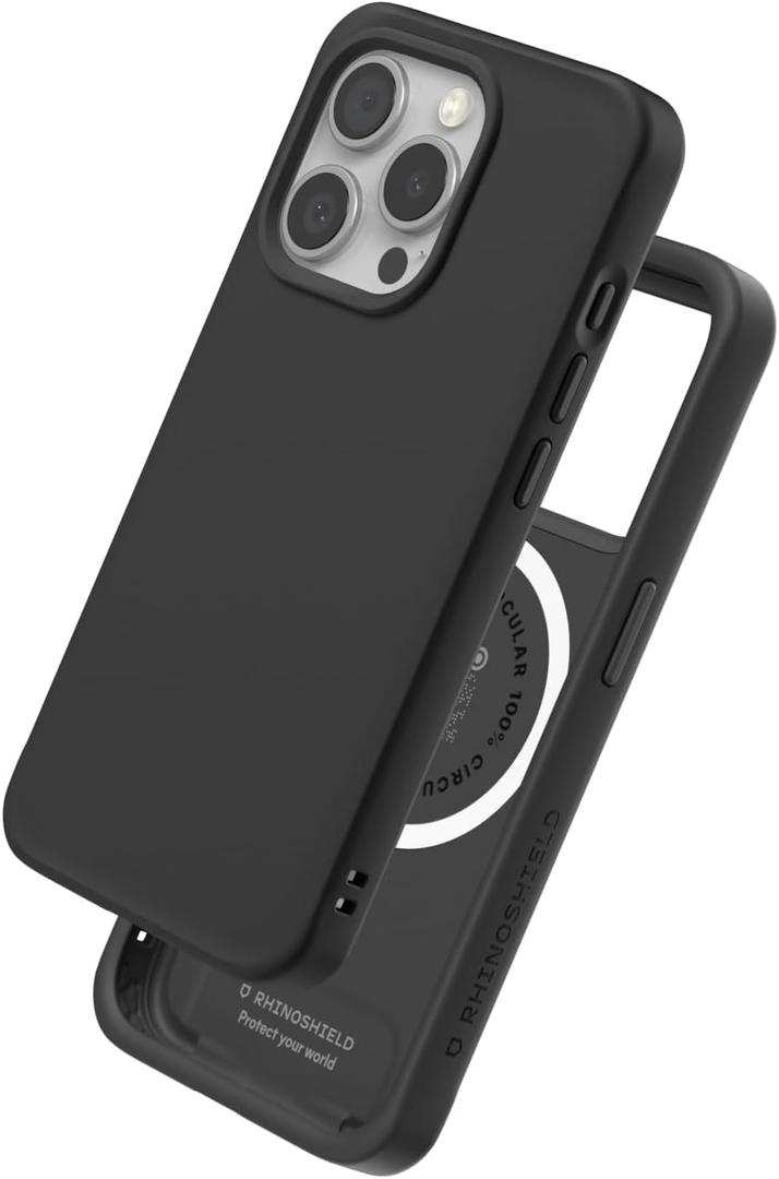 RhinoShield Case Compatible with Magsafe for iPhone 15 Pro Max | SolidX - Reinforced Shock-Absorbing Slim Design Protective Cover with 3.5M / 11ft Drop Protection - Classic Black