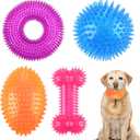 4 Pcs Spiky Squeaker Football Dog Toy for Medium Large Dogs Spiky Dog Balls Puppy Chew Toys for Aggressive Chewers Training Fetch(Fresh,Various Sizes)