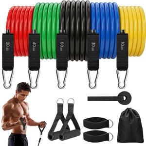 Resistance Bands with Handles, 5-Level Exercise Bands with Handles, Resistance Bands for Men and Women, Exercise Bands for Full-Body Training, Fitness, Physical Therapy, Workout Bands at Home, Gym