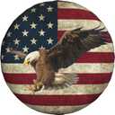 Spare Tire Cover for RV Camper Trailer Bald Eagle American Flag, Weatherproof Universal Wheel Cover for RV Travel Trailer Camper Truck 14inch