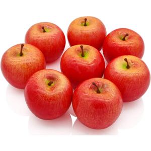 Fake Apples Artificial Red Apples Simulation Lifelike Fruit Set for Home House Kitchen Wedding Party Decoration Photography (8Pcs)