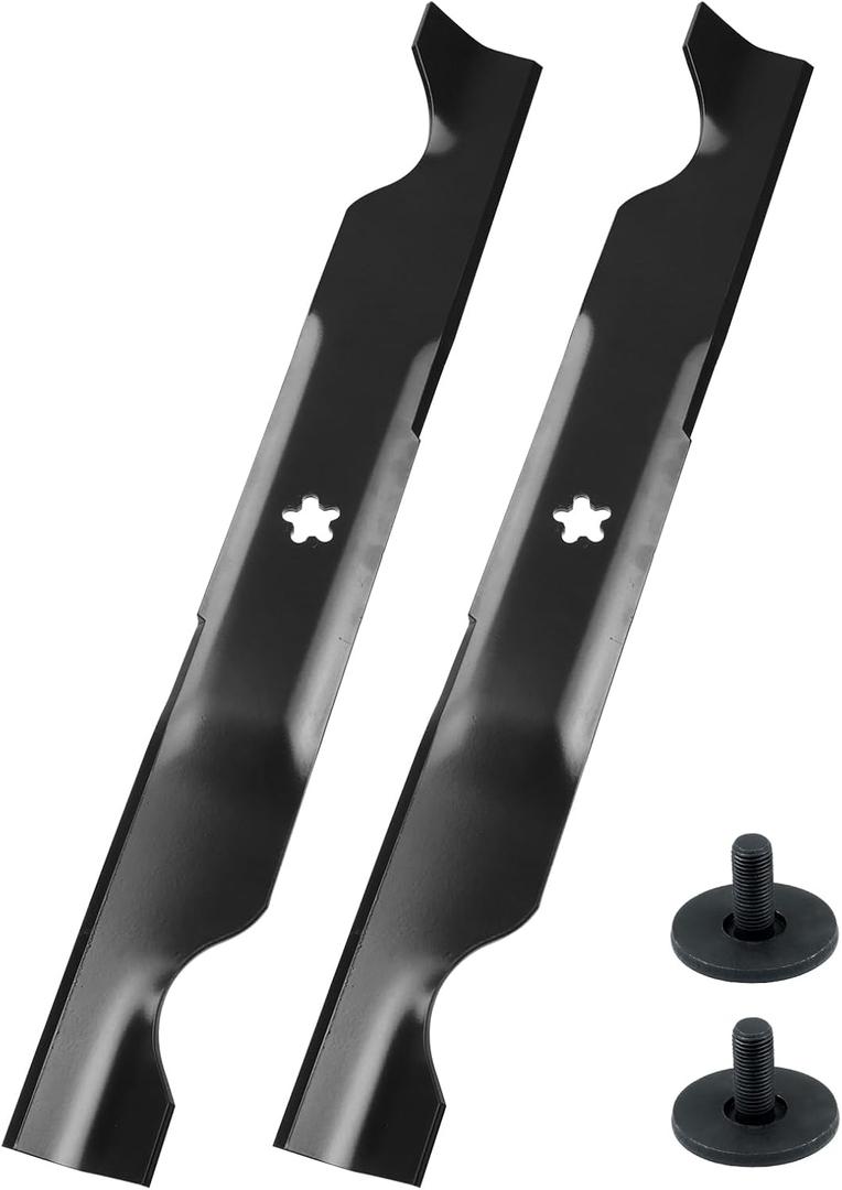 2 Pack 532405380 High Lift Mower Blades with Nut for Husqvarna YTA22V46 YTH20K46 YTH21K46 YTH22V46 Replaces Husqvarna 46 Inch Mower Blades Husqvarna 46 Inch Mulching Blades 594892801 532403107