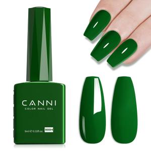 CANNI Green Gel Nail Polish, 1Pcs Emerald Green Gel Polish Dark Green Color Gel Polish Nail High Gloss Soak Off U V Gel Nail French Nail Manicure Salon DIY