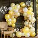 Yellow Balloon Arch Kit, Double Stuffed Pearl White Pastel Light Yellow Balloons with Bow Clear Balloon Arch Kit for Birthday Wedding Bridal Bee Baby Shower Sunflower Lemon Party Decor