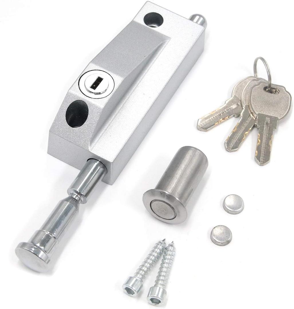 MY MIRONEY Sliding Door Lock for Window Glass Patio Doors Silver Auxiliary Security Lock(Uses Yale Lock Keyway)