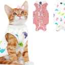 2 PCS Cat Recovery Suit for Spay Abdominal Wounds Cat Onesie for Cats After Surgery Recovery Suit Female Breathable E-Collar Alternative Kitten Onesie Anti Licking Small