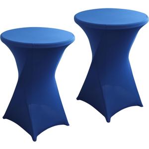 2Pack Royal Blue Spandex Cocktail Table Cover for Weddings Parties and Events 24x43 inch Elastic Round Tablecloth (Royal Blue)