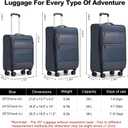Kono 20 Inch Soft-Sided Carry-On Luggage Airline Approved 20" Spinner Wheels Lightweight Waterproof Suitcase with TSA Lock for Business Travel (Small, Navy Blue)