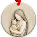 2 x SOL VIBES Cat Lover Christmas Ornament 2025 - Memorial Keepsake for WOM an, Girl, Friend, Family in Loving Memory of Beloved Cats - Kitten Home, Tree, Office, Room Ceramic Decoration