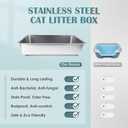 IKITCHEN Stainless Steel Cat Litter Box, Large Metal Litter Box for Cats, Never Absorbs Odors,Stain Free, Rustproof, Non Stick Smooth Surface, Anti-Slip Rubber Bottom, 19.5" L x 13.5" W x 4" H