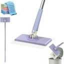 Snap Grip Mini Mop,Cloth Changing Mini Mop,35inch Long Handle Mopping Stick,360° Swivel Head,Dry and Wet Use,Ideal for Tight Corners,Tile,and Hardwood(Purple,6 Cloth)