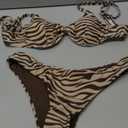 SweatyRocks Women's 2 Piece Swimsuit Zebra Stripe Push Up Bikini Sets (X-Large, Beige and Brown)