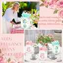 24 Pcs Tea Party Gift Bags with Tissue Paper Floral Teapot Goodie Treat Bags with Handles Tea Party Decorations for Wedding Baby Shower Birthday Favors Supplies, Pink and Green