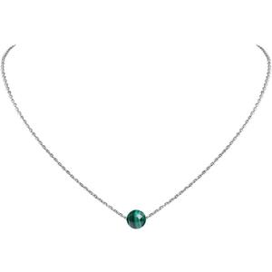 Real Crystal Pendant Necklace Jewelry 925 Sterling Silver Chain Necklace for Women Dainty Birthstone Jewelry Necklace for Women Healing Chakra Crystal Stone Necklace bead (Malachite)