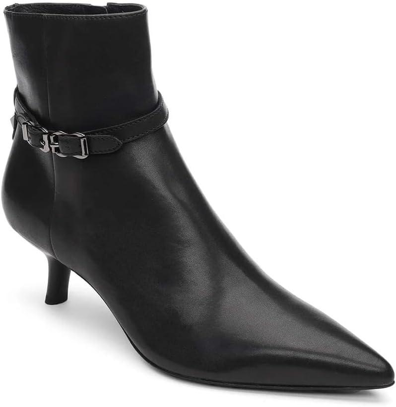 ASH Women's Britney Stylish Leather Ankle Boots with Chunky Heel & Side Zip Closure for Casual & Formal Wear (10.5-11, Black)