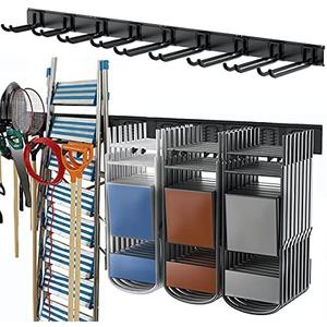 TORACK Tool Storage Rack, Heavy Duty Steel Garage Wall Mount Garden Tool Organizer for Ladders, Chairs, Shovels, Broom, Power tools (8-Pack 5.7"-11" Mixed Hooks, up to 800 lbs)
