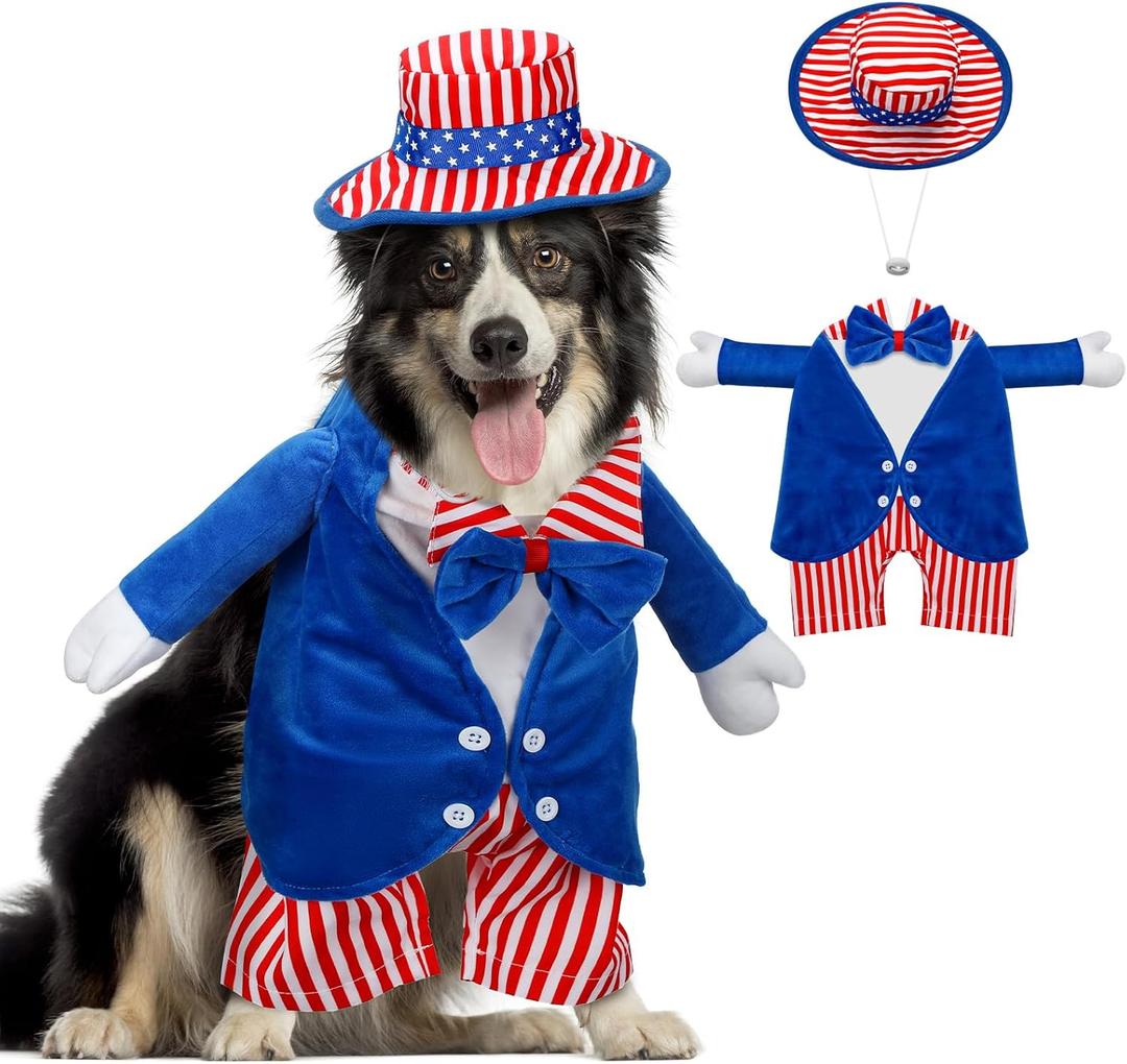 4th of July Pet Costume American Flag Dog Costumes Red Blue Stars Stripes Funny Dog Costumes for Independence Day National Day Parades Patriotic Events American Holiday Celebrations (Size M)