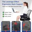 Ergonomic Back Support Office Chair Posture Correction Back Tailbone Pain Relief Seat Cushion Memory Foam Portable Floor seat Comfortable Lumbar Pillow Home Outdoor Gaming