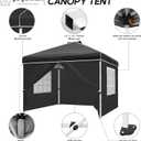 Yoyomax 8'x 8' Pop Up Canopy Instant Folding Gazebo, Outdoor Lightweight Gazebo Shade Tent with Sidewalls and Windows Sun Protection, Ideal for Patio-Backyard-Deck (Black)