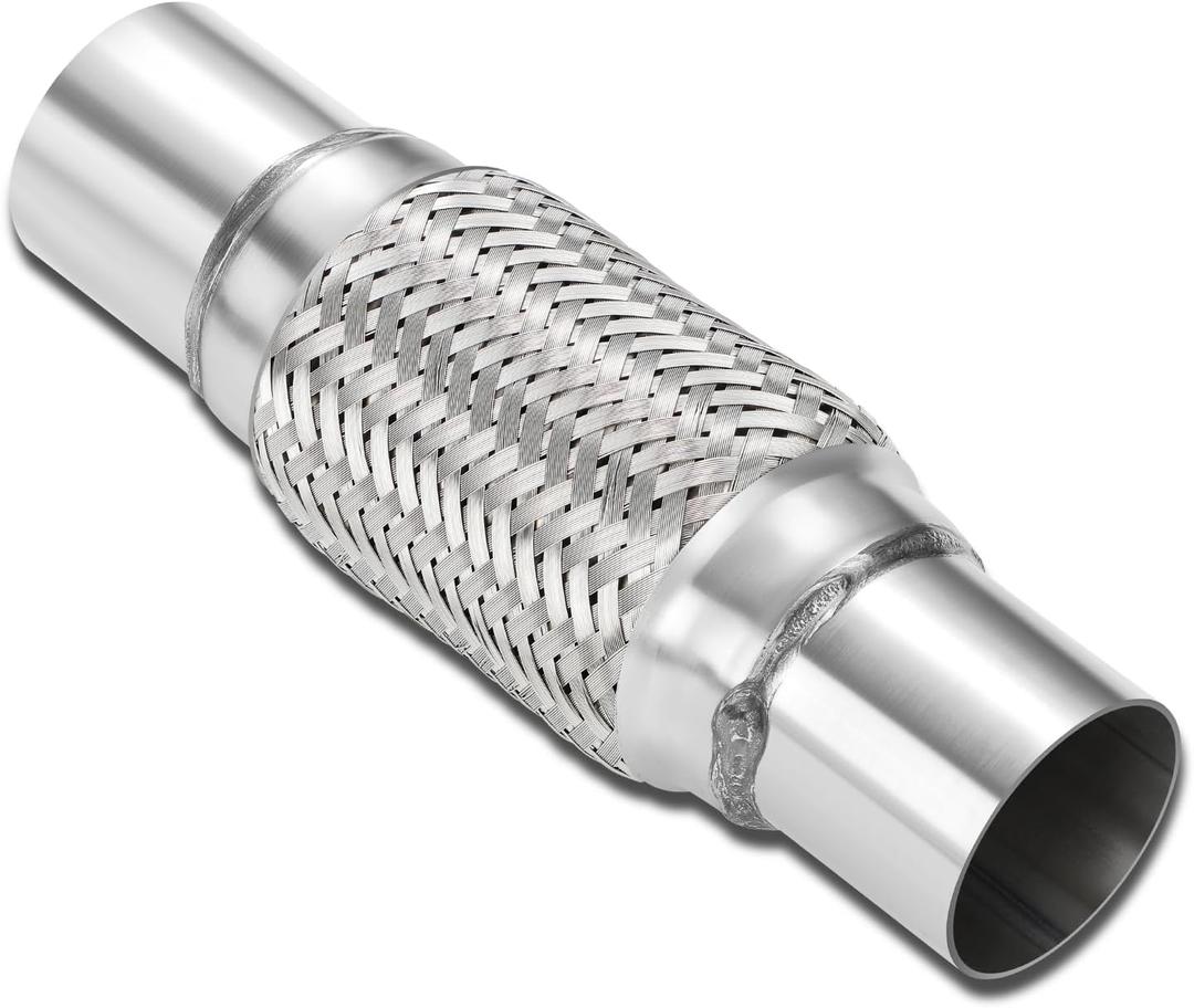 DNA MOTORING Exhaust Flex Pipe, 2.25" x 6" x 10" Stainless Steel Double Braid Heavy Duty Exhaust Flexible Tube, Universal type Muffler Pipe, FXP-225-6-10