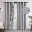 YoungsTex Grey Linen Blackout Curtains for Living Room 84 Inches Long, Thermal Insulated Window Drapes with Grommet Full Room Darkening Energy Saving for Bedroom, 2 Panels, 52 X 84 Inch