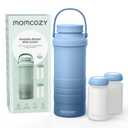 Momcozy 22oz Portable Breast Milk Cooler for Outdoor, Life Saver with 360 Total Cooling for 24 Hours, Larger Capacity Travel Breastmilk Chiller with 2pcs Baby Bottles for Breastmilk Storage, Blue