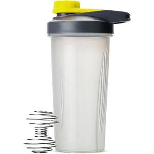 Mr. Pen- Shaker Bottles for Protein Mixes with Twist Cap, 28 oz, Gray/Yellow, Protein Shaker Bottle with Wire Whisk Ball