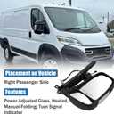 Right Passenger Side Mirror Compatible with Dodge Ram Promaster 1500 2500 3500 2014-2024 Power Adjusted Glass Heated Turn Signal Light Textured Black CH1321417 CH13214176, 8 PINS